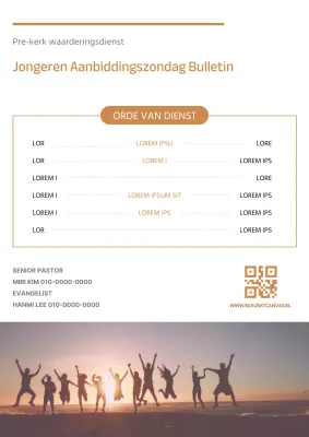 Moderne bulletingids voor zondagsdiensten met een witte achtergrond