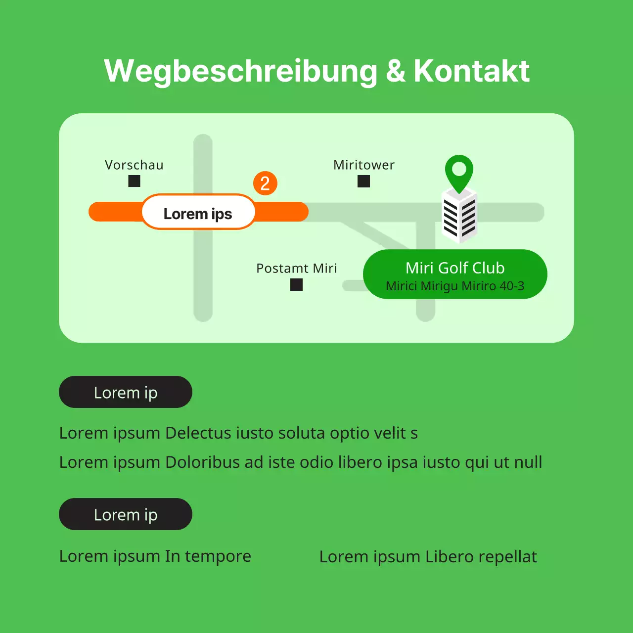 Minimalistische Golfschlägeranzeige in Grün und Blau