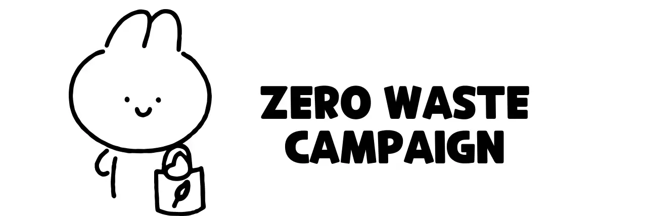 귀여운 손그림 토끼 일러스트가 있는 제로웨이스트 캠페인