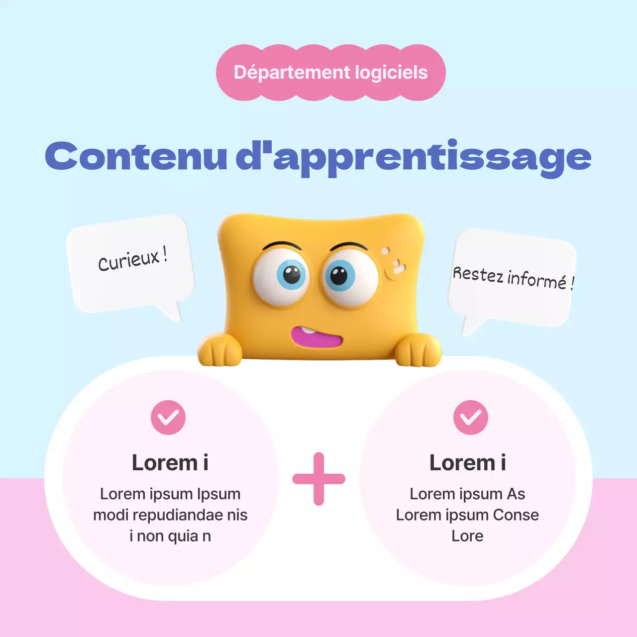 Une palette de couleurs simples, rose et bleu clair, pour présenter le département.