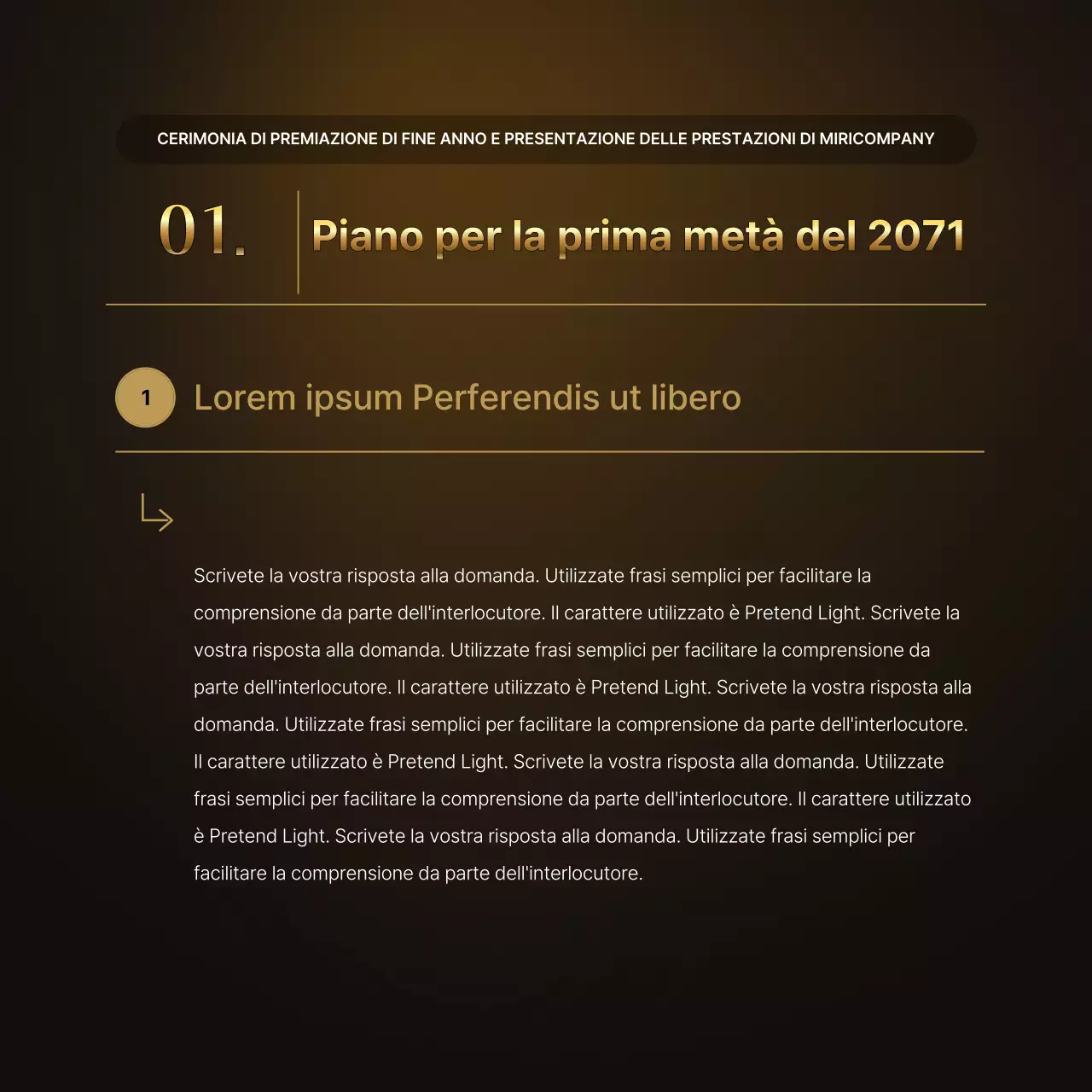 Presentazioni sulle performance dell'oro e del marrone di lusso e relazioni sugli eventi di fine anno
