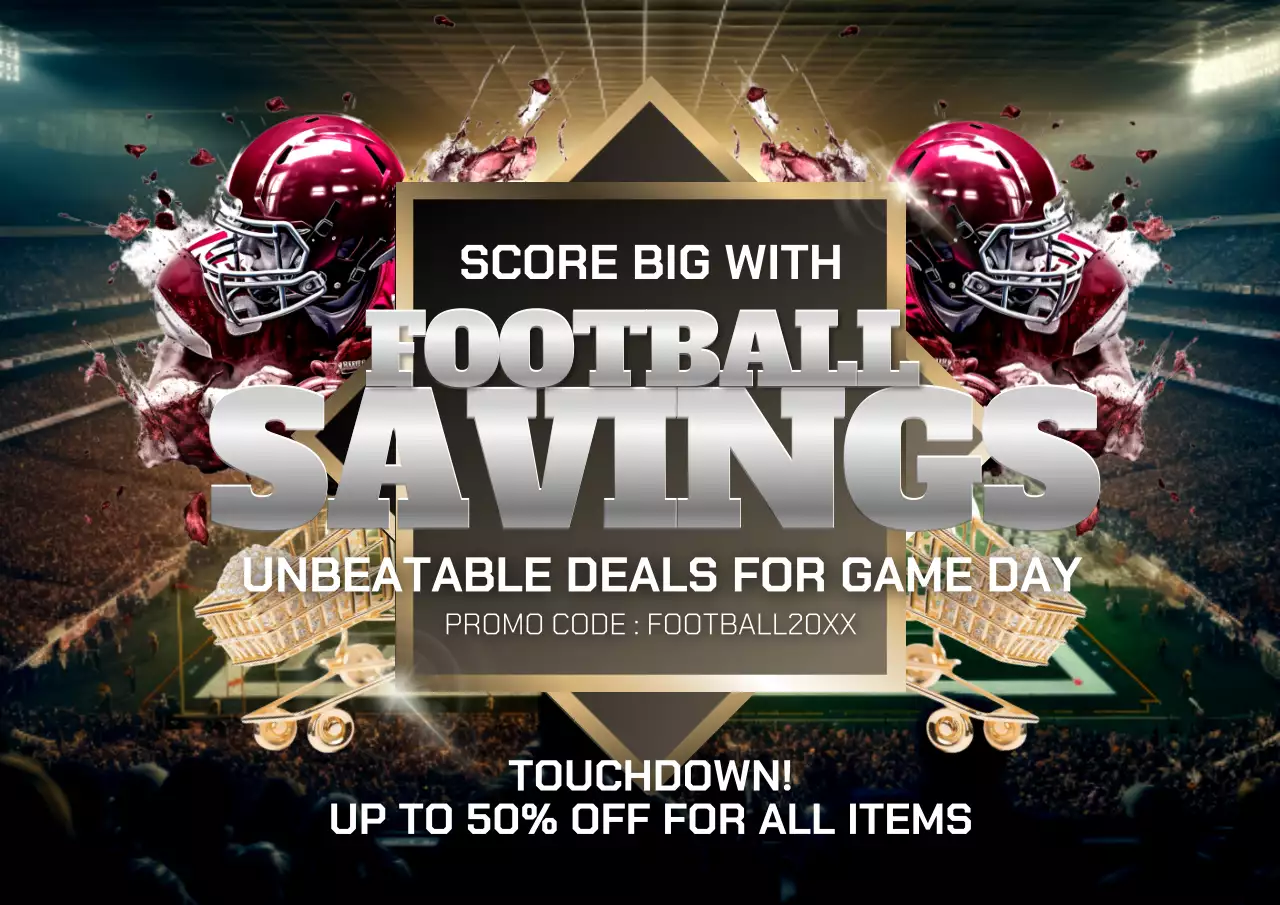 빨간색과 은색의 트렌디한 슈퍼볼 저축 홍보물