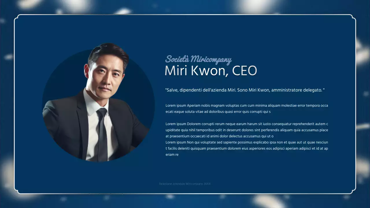 Un lussuoso rapporto sulle prestazioni di fine anno in blu navy e argento