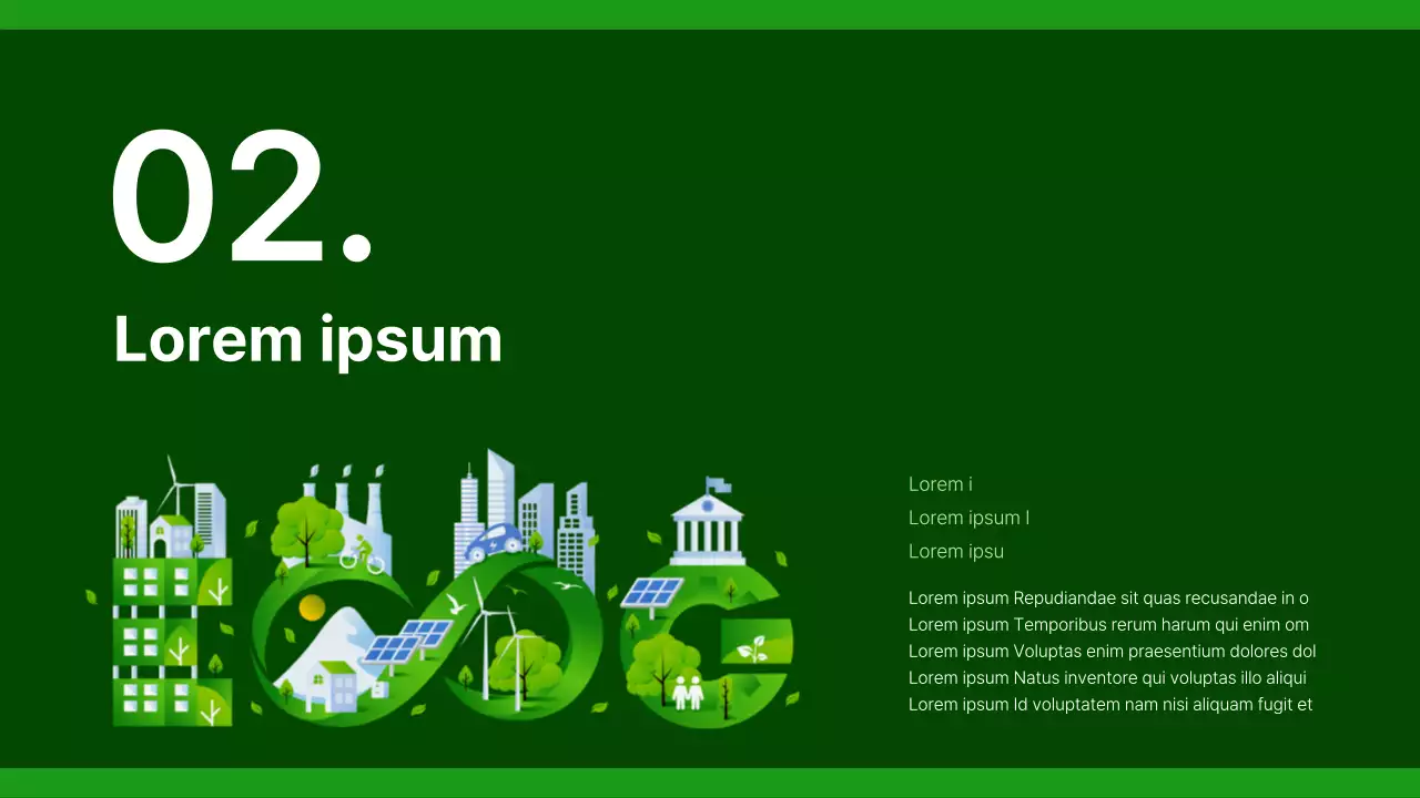 Un semplice rapporto sulla responsabilità sociale d'impresa in verde e grigio