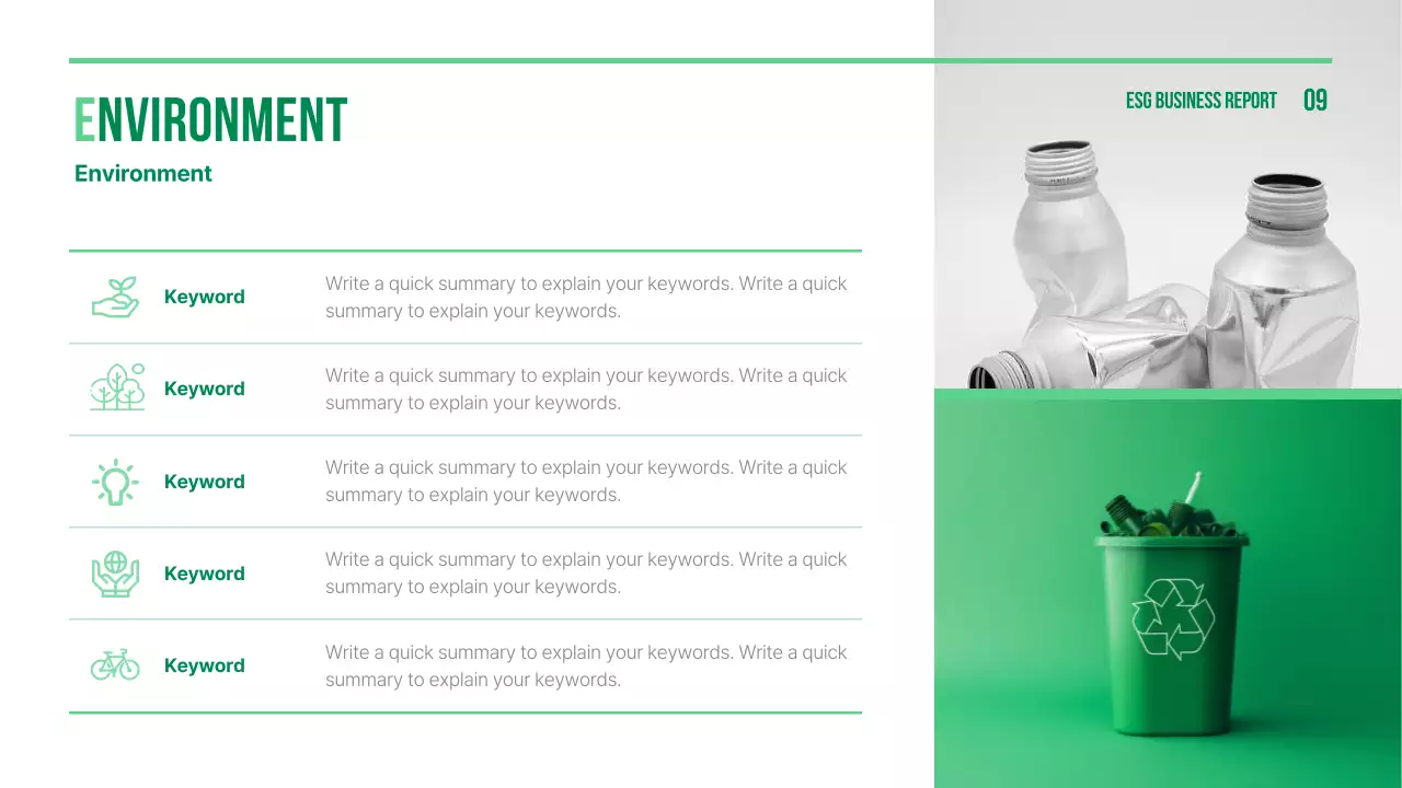 그린 미니멀리스트 비즈니스 보고서 프레젠테이션