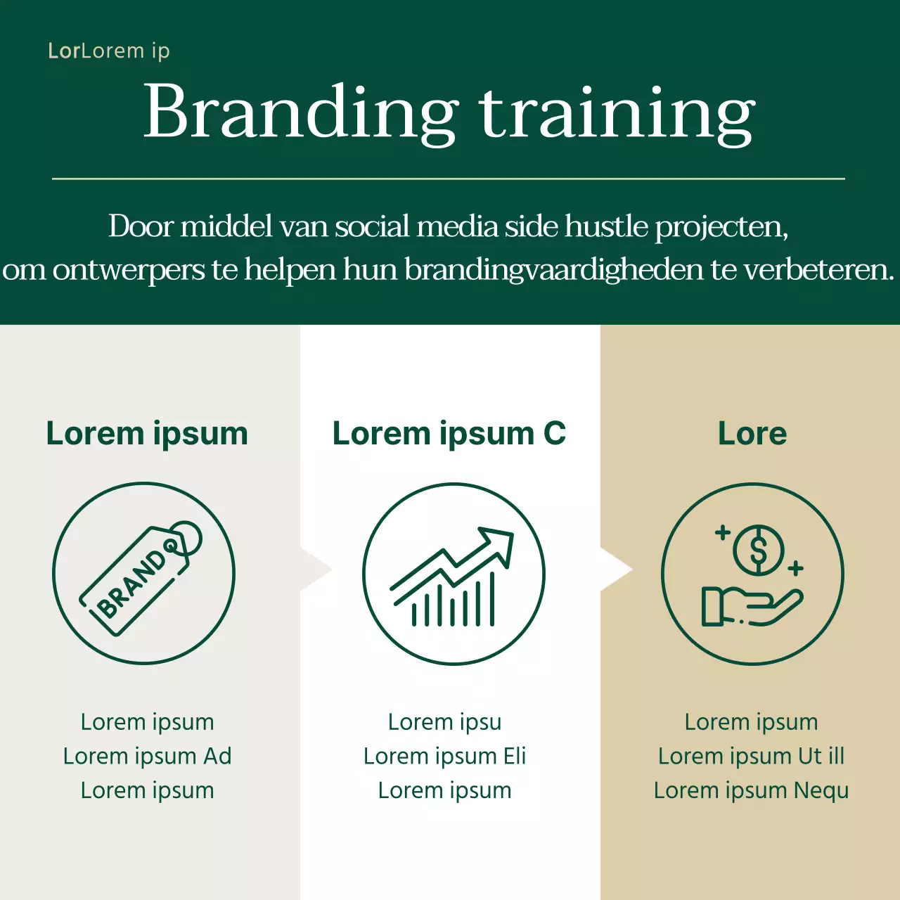 Advertentie voor moderne teamwerving in groen en beige
