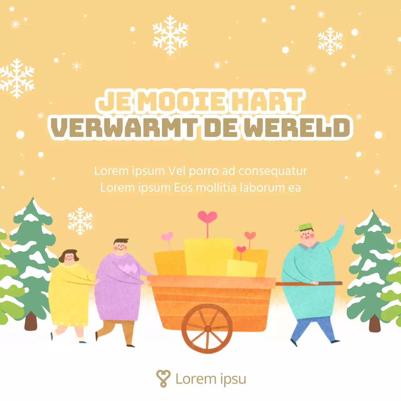 Promoot de werving van wintervrijwilligers met geel en lichtblauw.