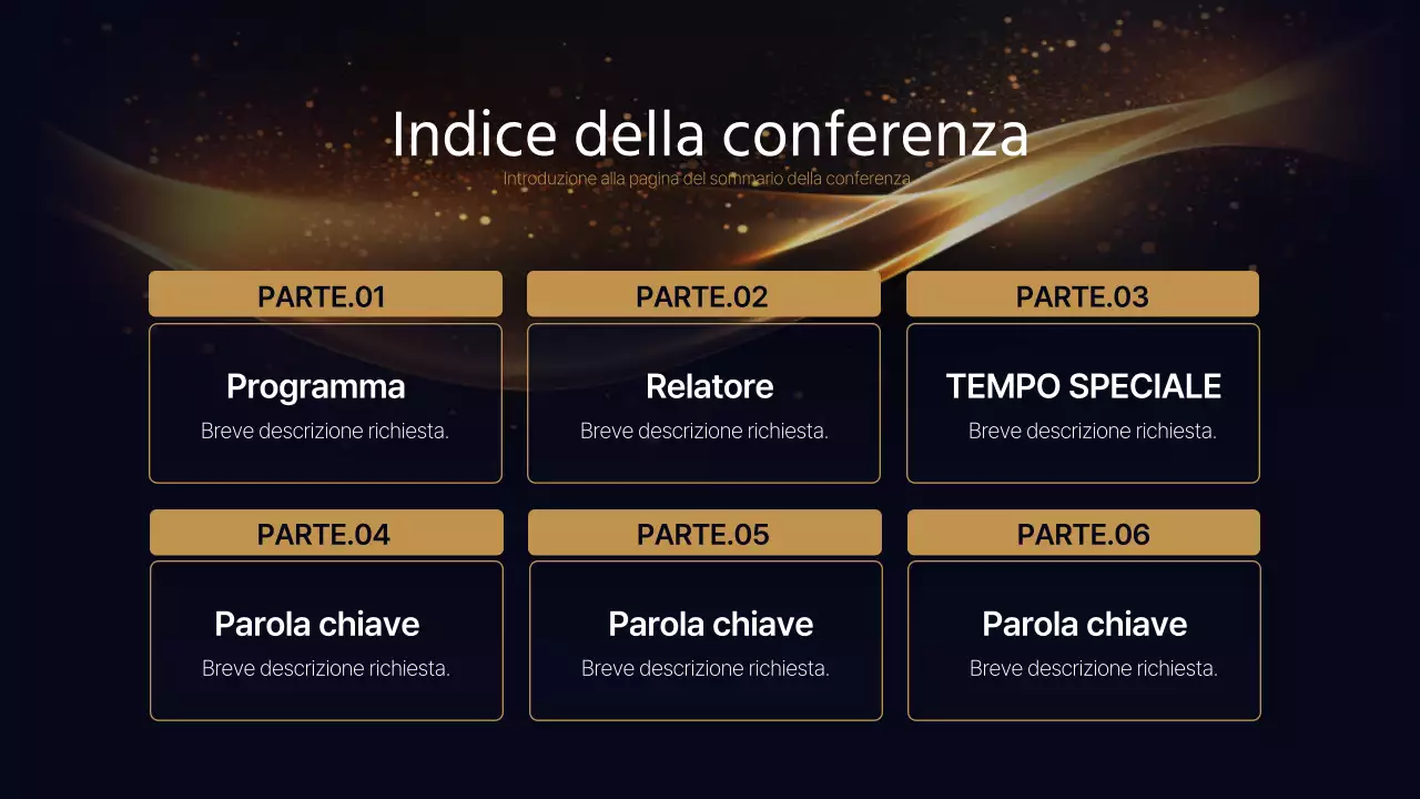 Una lussuosa presentazione per conferenze in blu navy e oro