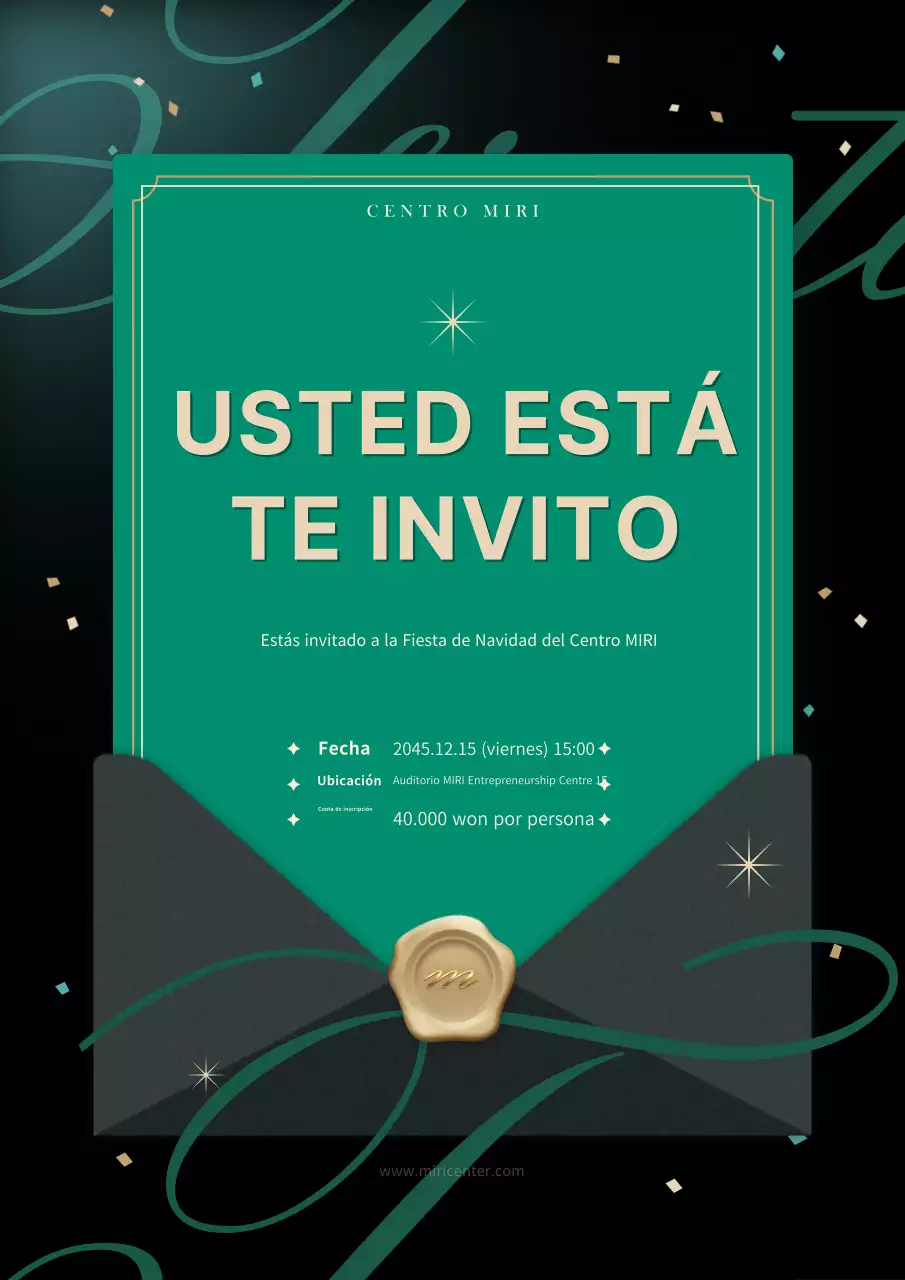 Lujosa invitación de fiesta en negro y verde