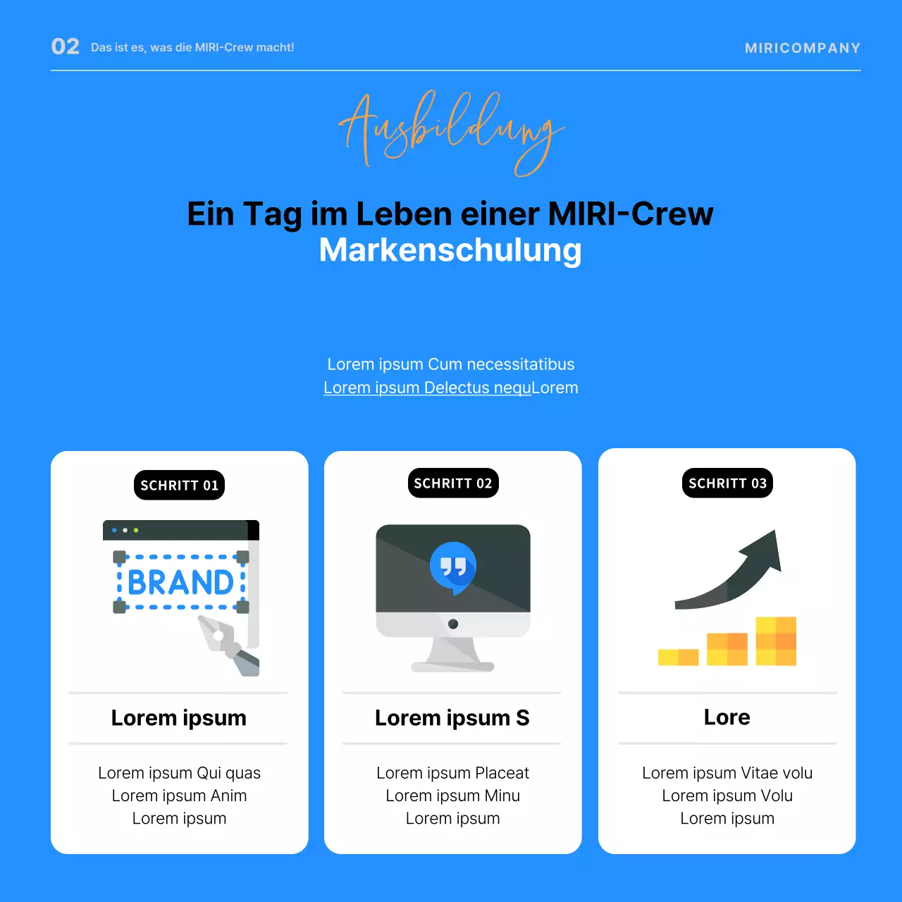 Minimalistische blaue und orangefarbene Stellenausschreibungen zur Förderung von Karrieremöglichkeiten