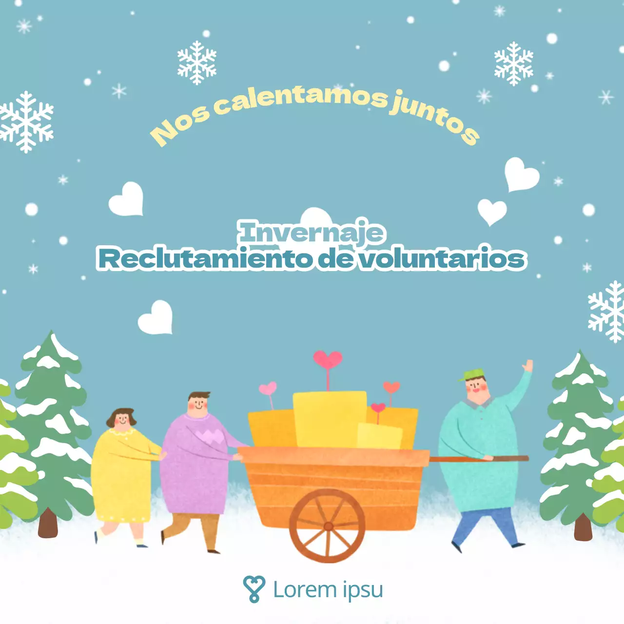 Promueva la captación de voluntarios en invierno con los colores amarillo y azul claro.