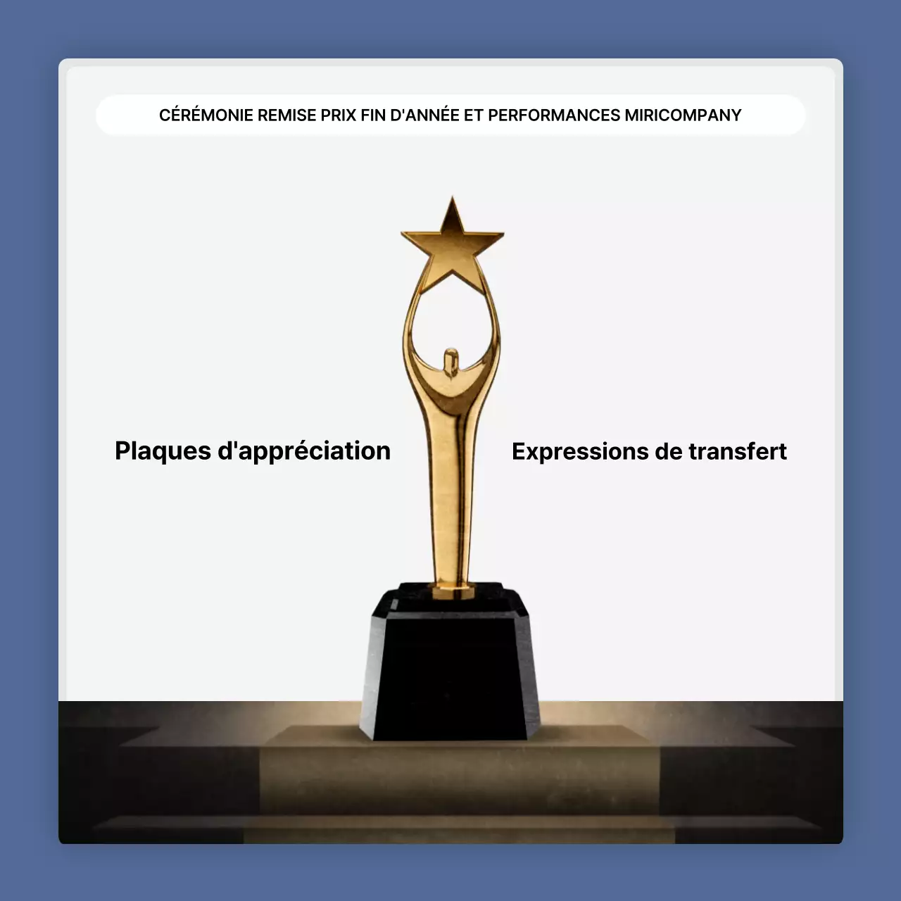 Une présentation simple des performances en bleu et blanc et un rapport sur les événements de fin d'année