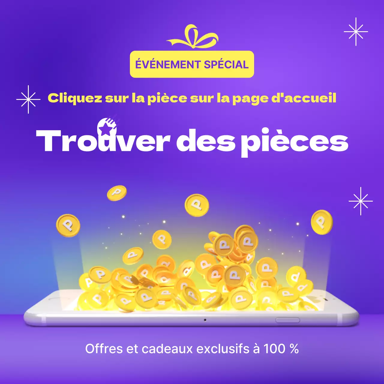 Promouvoir un événement simple de suivi en violet et jaune