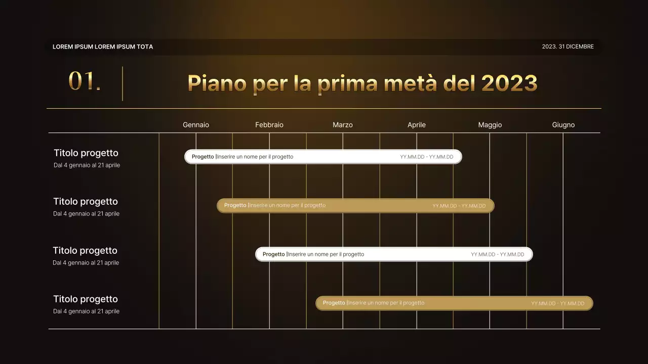 Una lussuosa presentazione delle prestazioni in oro e marrone e un resoconto dell'evento di fine anno