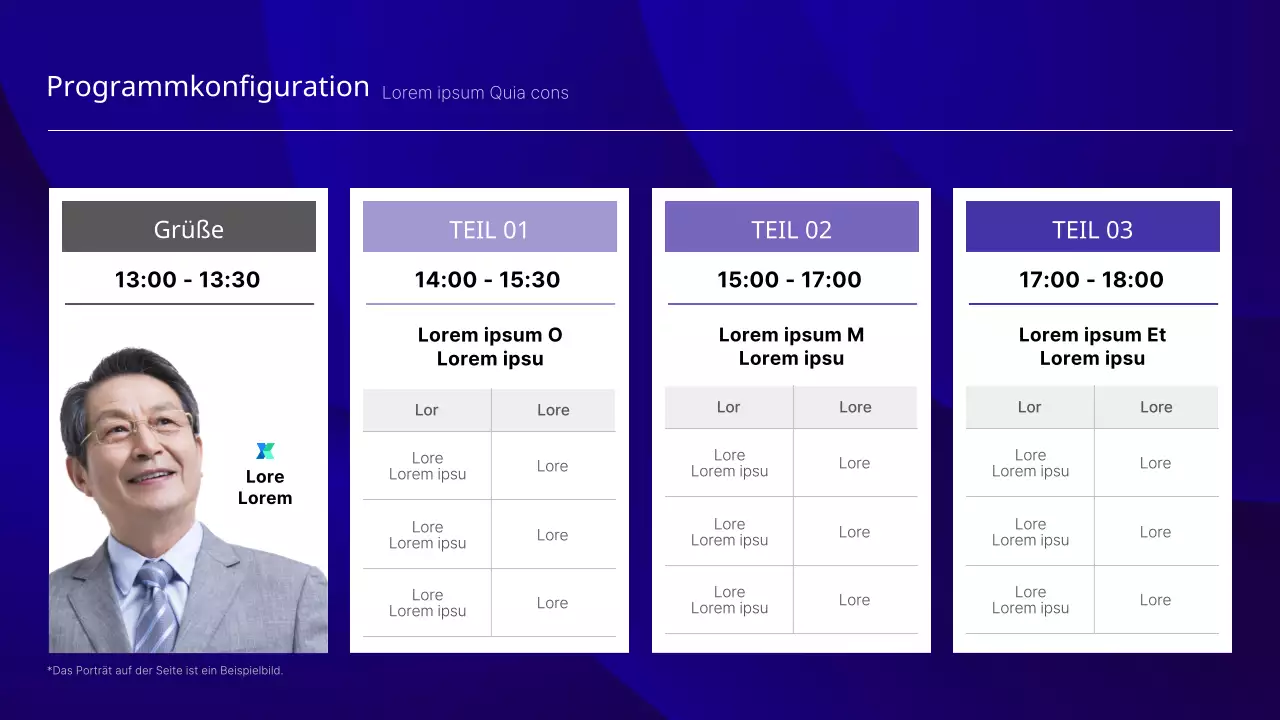 Eine luxuriöse Konferenzpräsentation in Marineblau