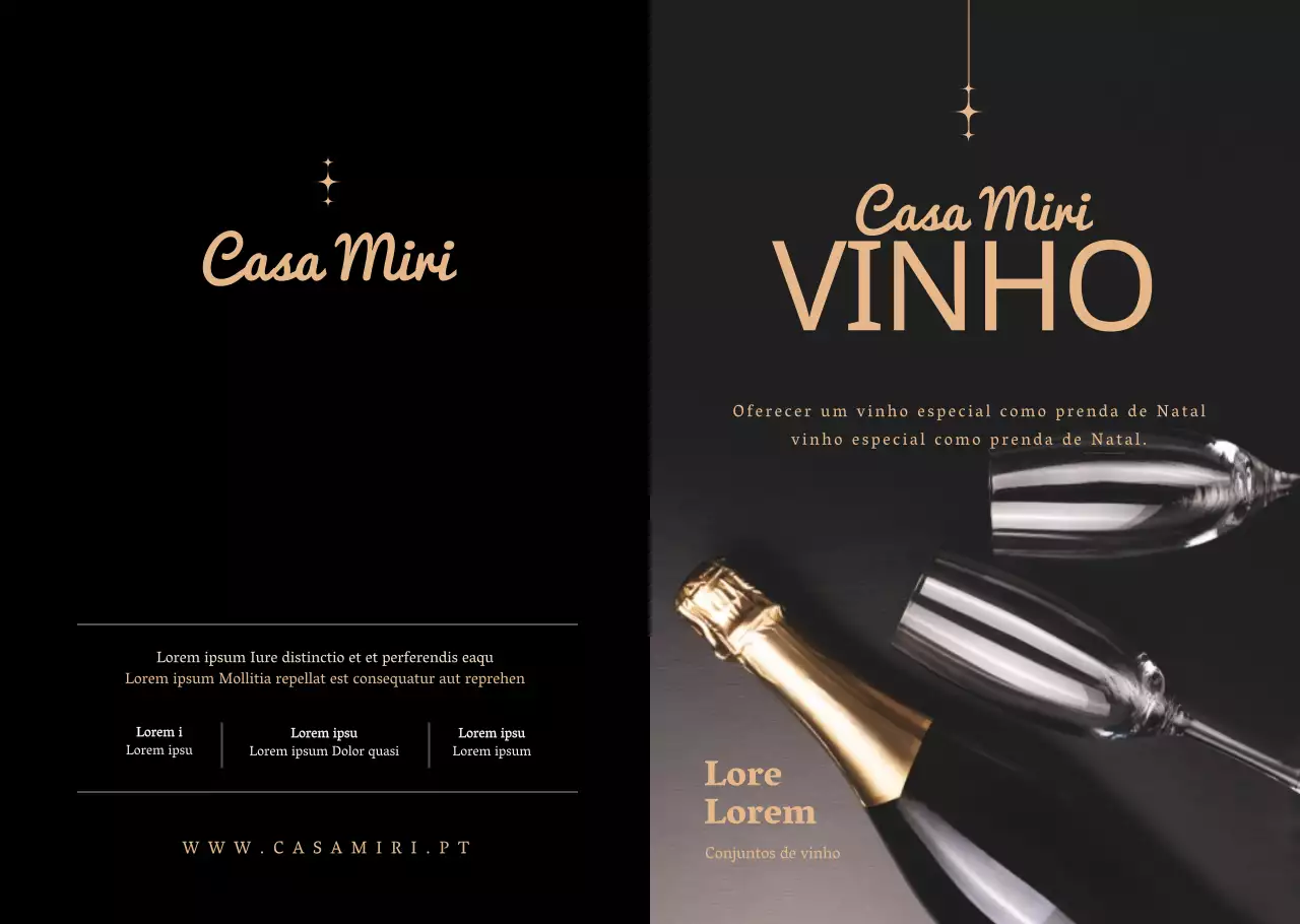Apresentamos o nosso sofisticado conjunto de oferta de vinho para restaurante em preto e dourado