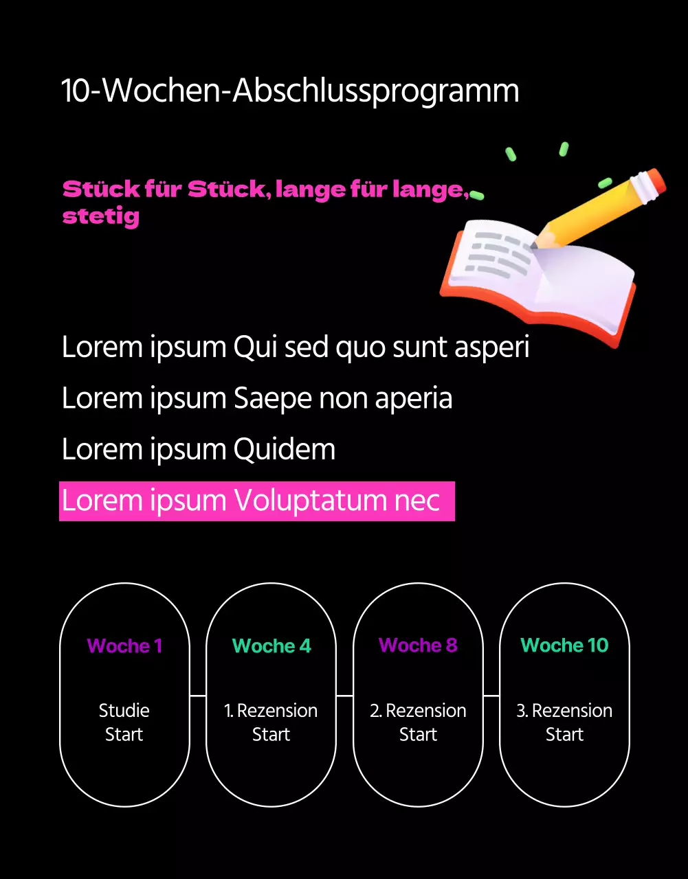 Förderung des Erlernens der englischen Sprache in Schwarz und Rosa