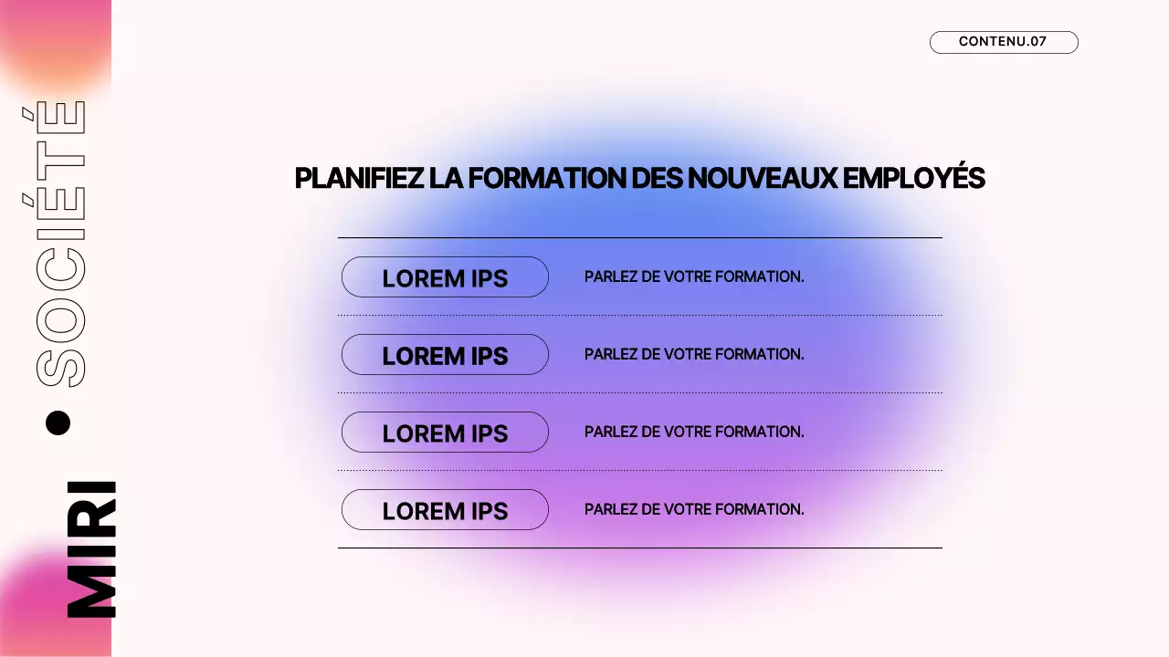 Matériel de formation pour le séminaire des nouveaux embauchés de Pink's Modern Company