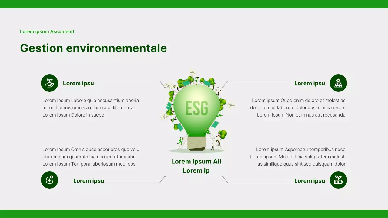 Un rapport simple sur la responsabilité sociale des entreprises en vert et gris