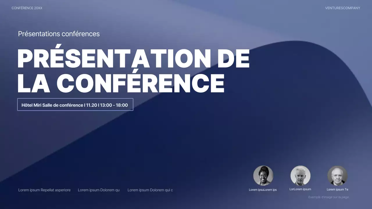 Une présentation de conférence moderne en bleu marine