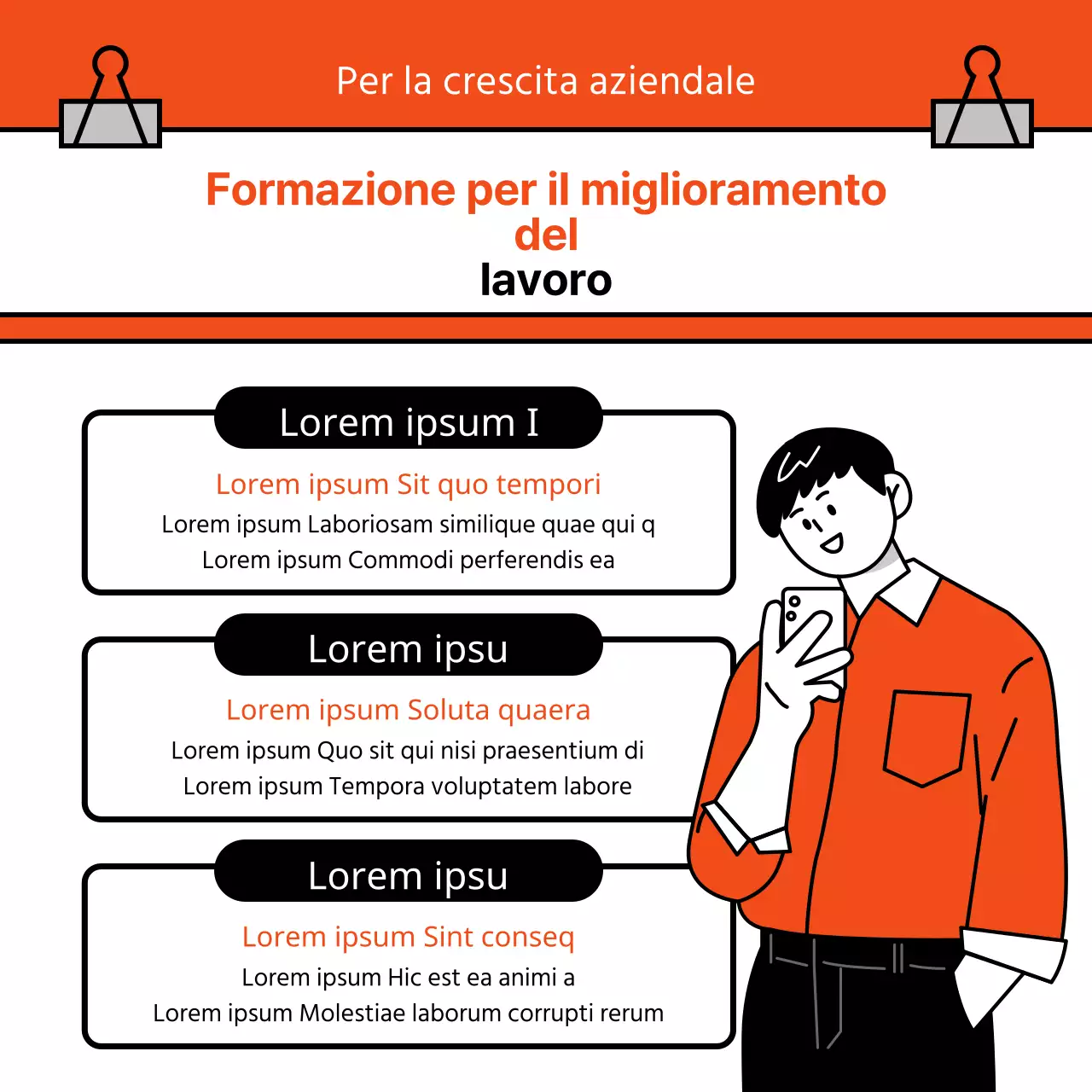 Informazioni sul programma di formazione professionale semplice arancione e nero