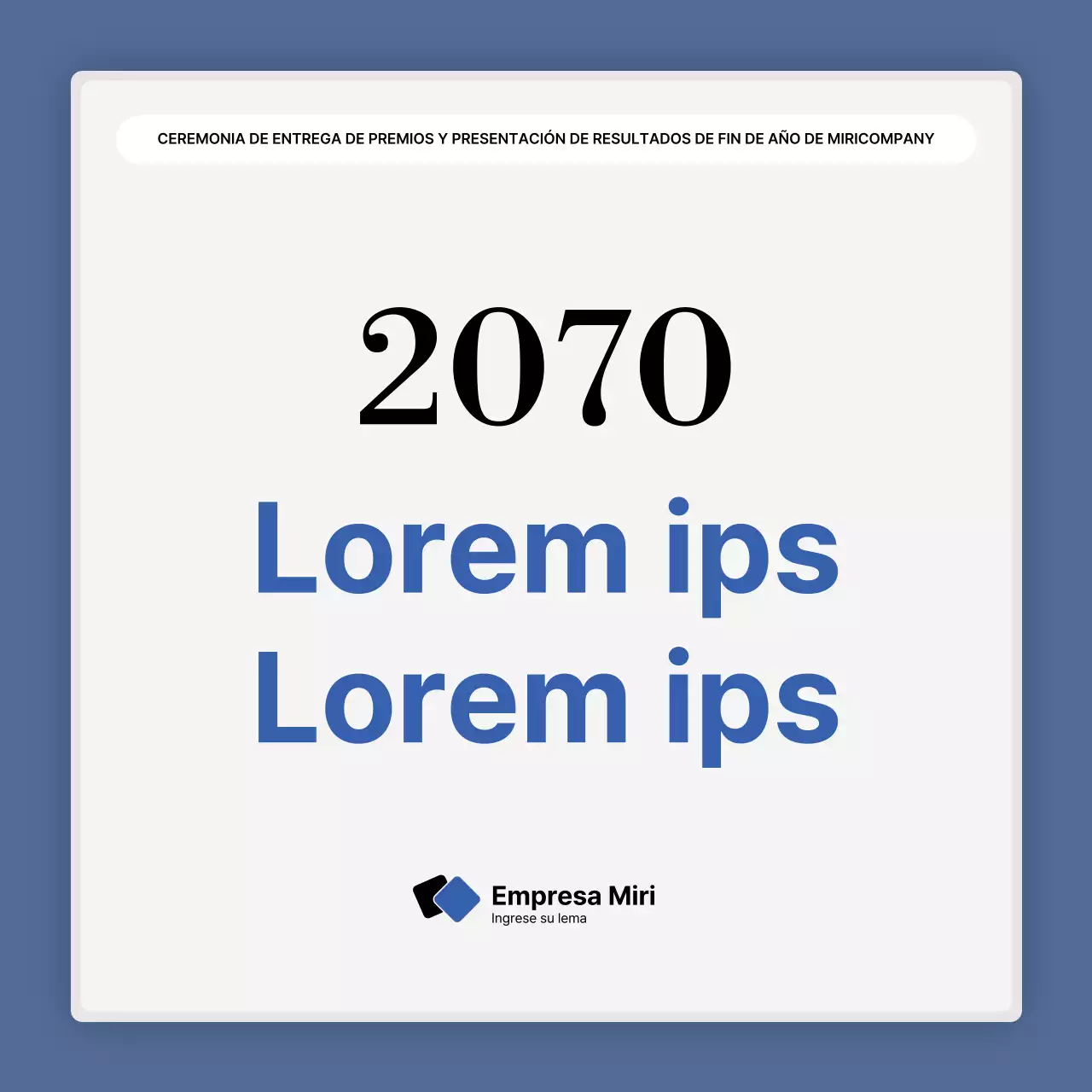 Una sencilla presentación en blanco y azul de los resultados y un informe de fin de año.