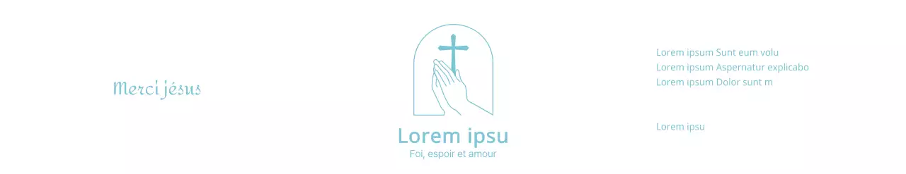 Illustration au trait d'un logo d'église et d'un verset biblique