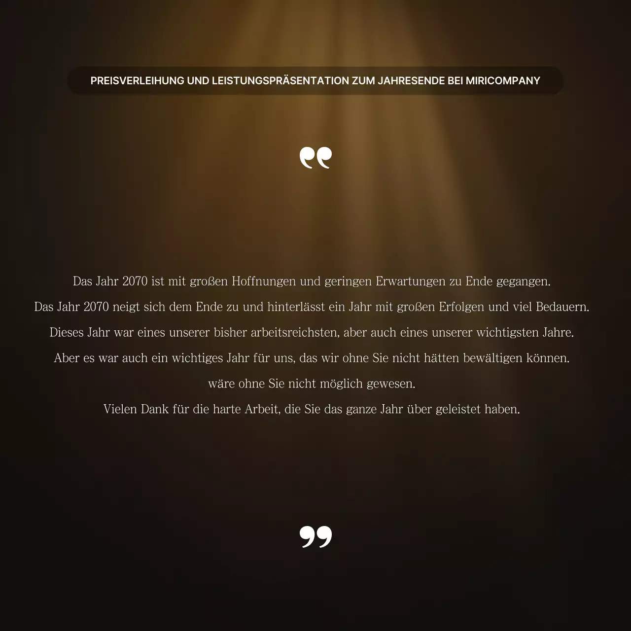 Präsentationen zu den Leistungen von Luxusgold und -braun und Berichte zu Jahresendveranstaltungen