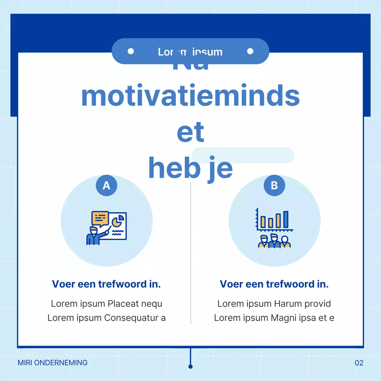 Eenvoudig blauw en lichtblauw bedrijfsopleidingsadvies illustratie