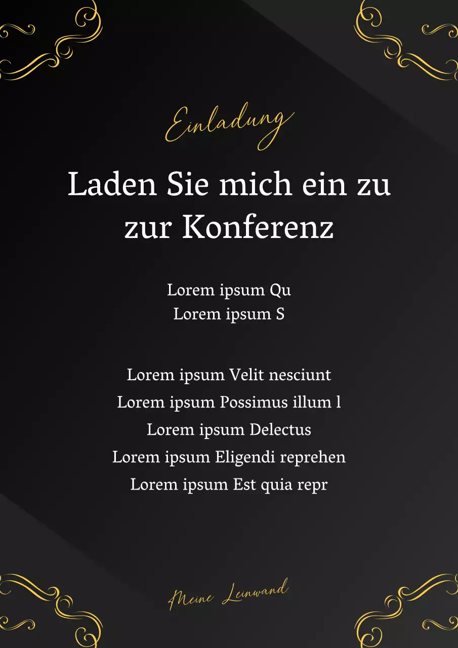 Eine luxuriöse Konferenzeinladung in Schwarz und Gelb