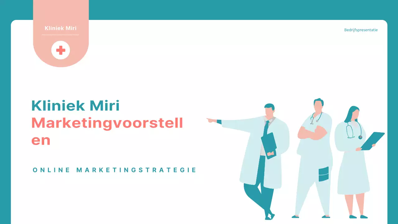 Eenvoudig marketingvoorstel voor ziekenhuizen in blauw en rood