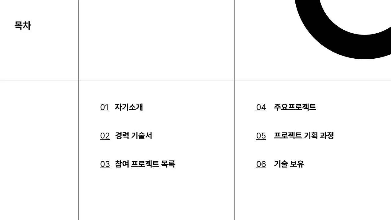 흑백의 심플한 경력자 포트폴리오