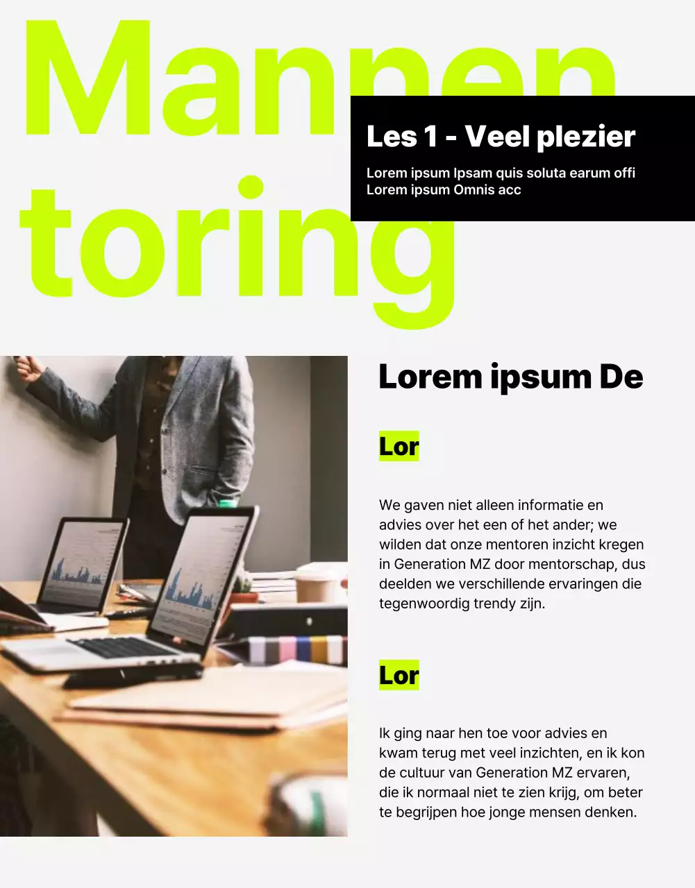 Een trendy in-house webzine nieuwsbrief met limoengroene accenten