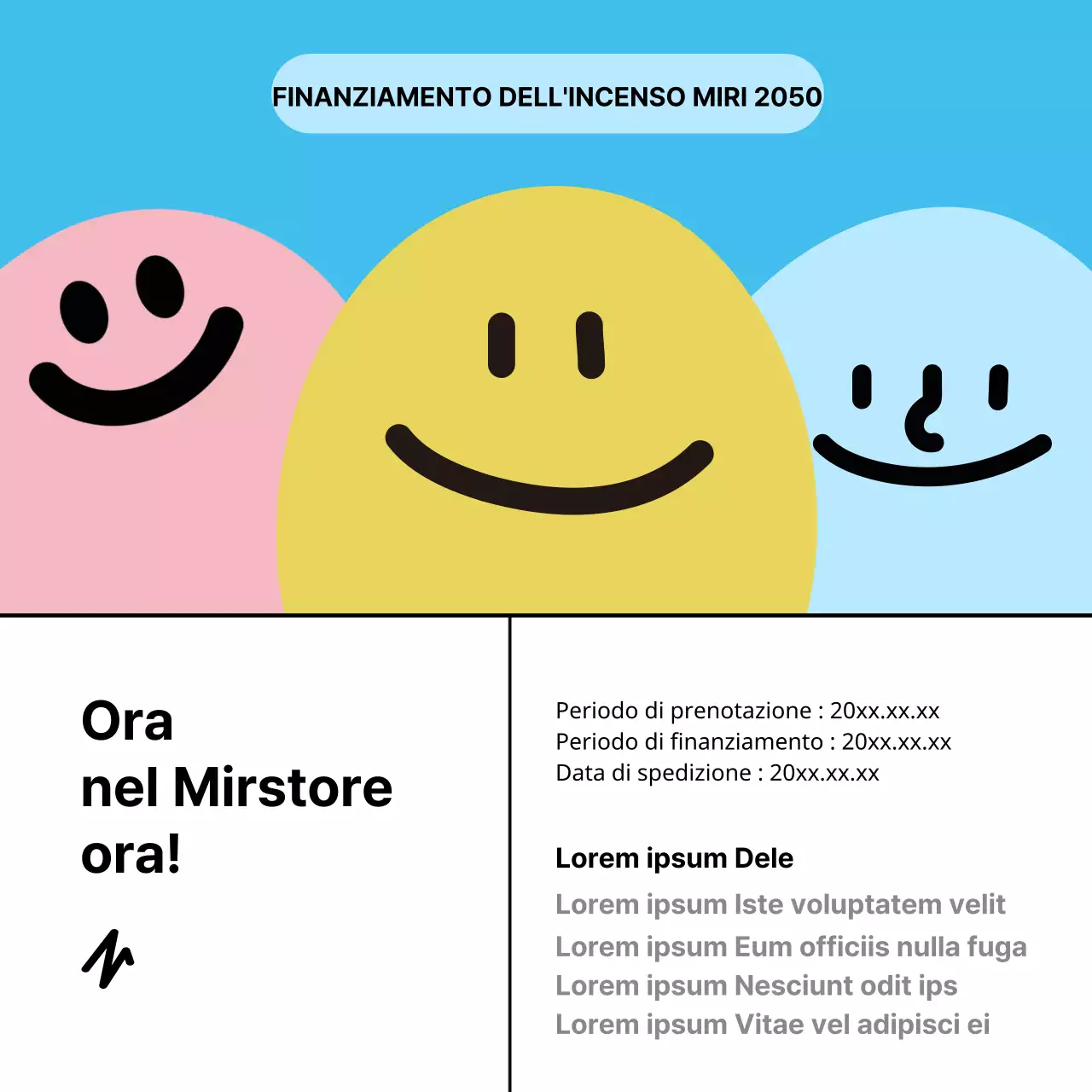 Proposta di finanziamento incentivante minimalista in giallo e azzurro