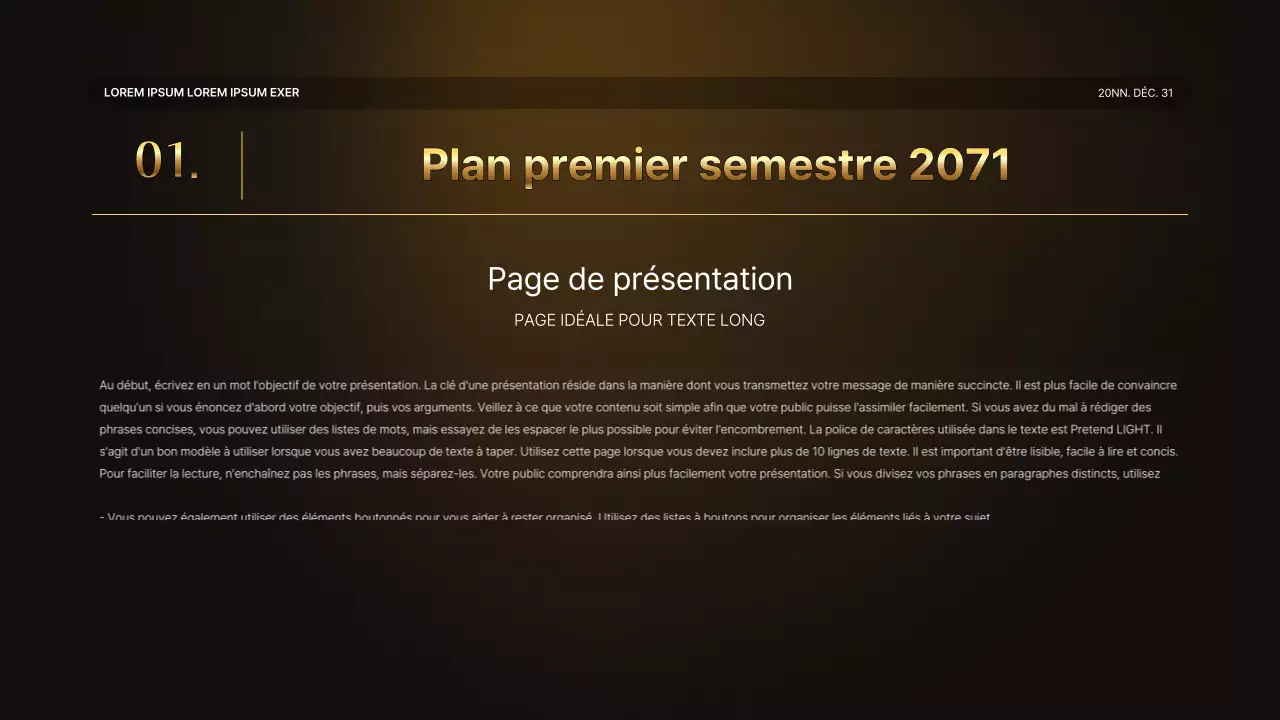 Une luxueuse présentation des performances en or et en brun et un rapport sur les événements de fin d'année