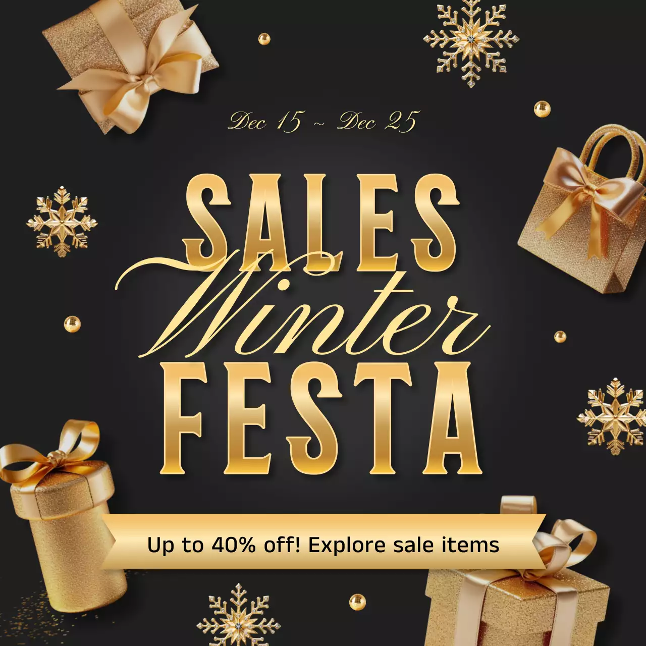 블랙 엘레강트 윈터 프로모션 소셜 미디어 포스트