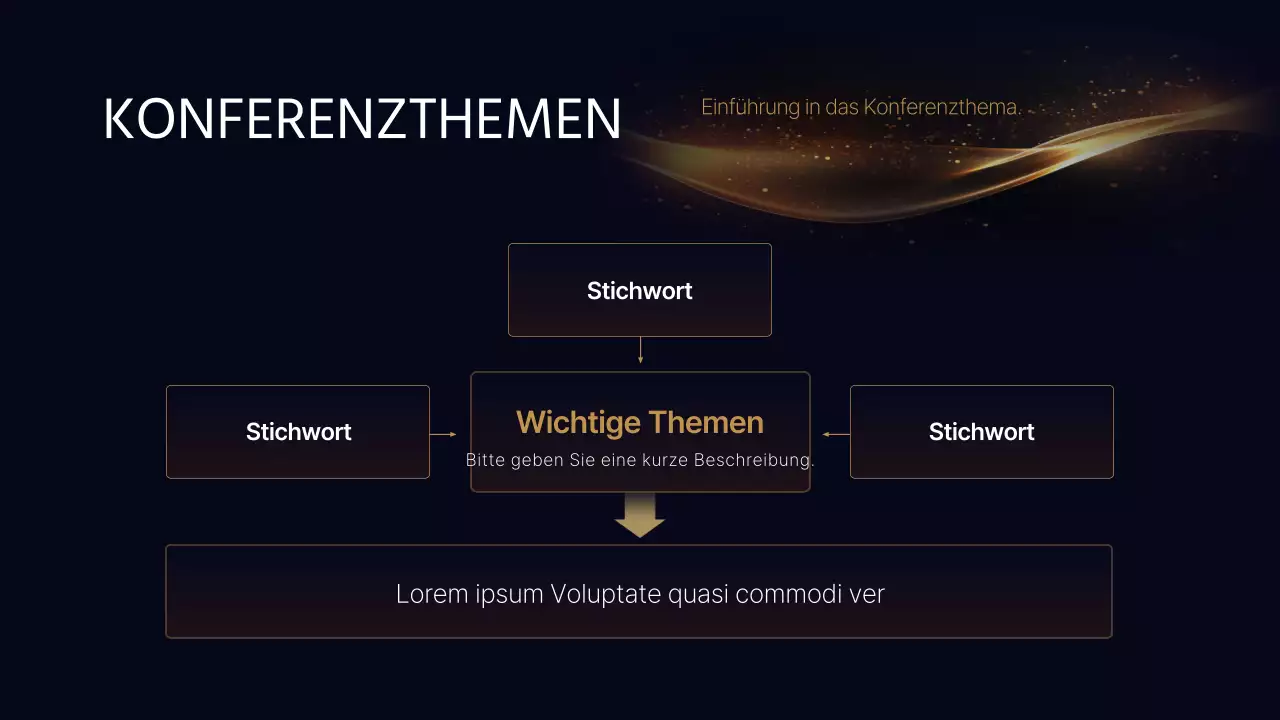 Eine luxuriöse Konferenzpräsentation in Marineblau und Gold