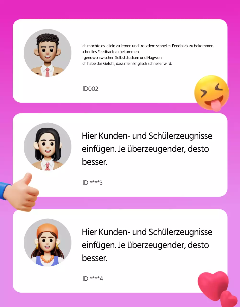 Förderung des Erlernens der englischen Sprache in Schwarz und Rosa