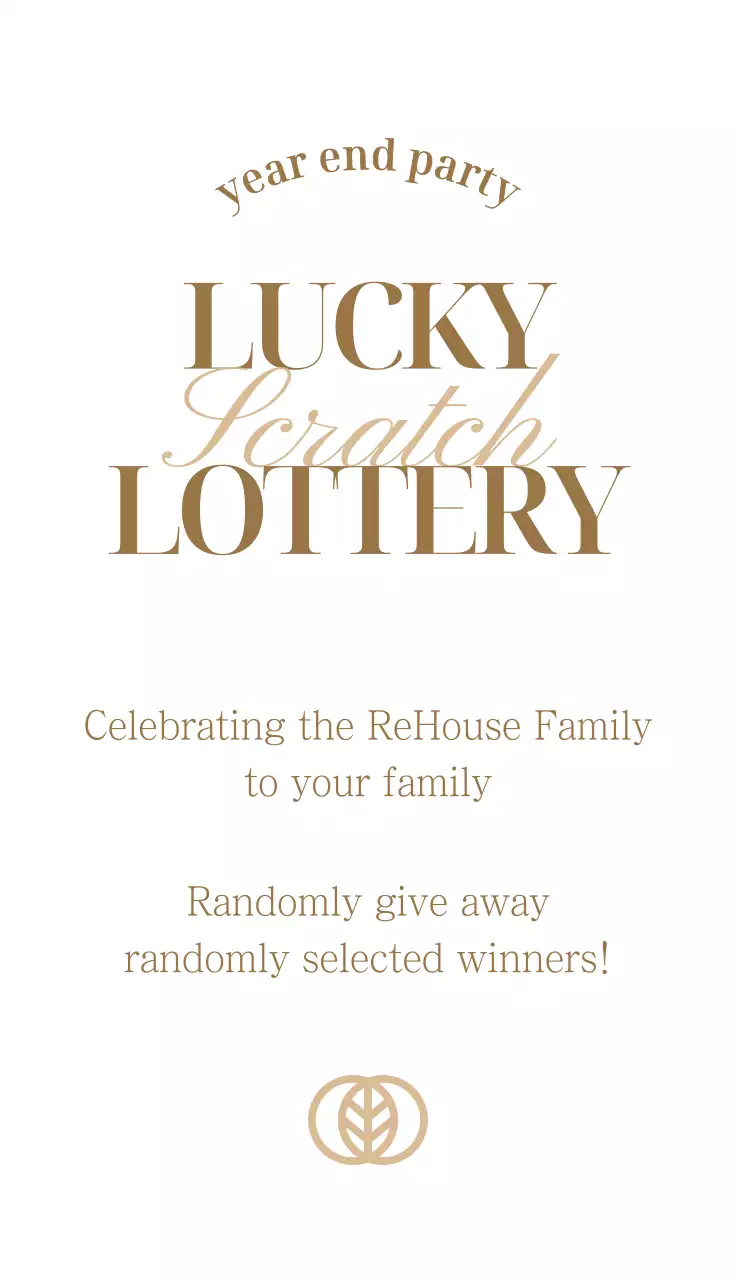 Tiket undian acara pesta akhir tahun dengan aksen emas pada latar belakang hitam