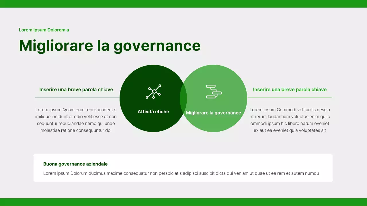 Un semplice rapporto sulla responsabilità sociale d'impresa in verde e grigio