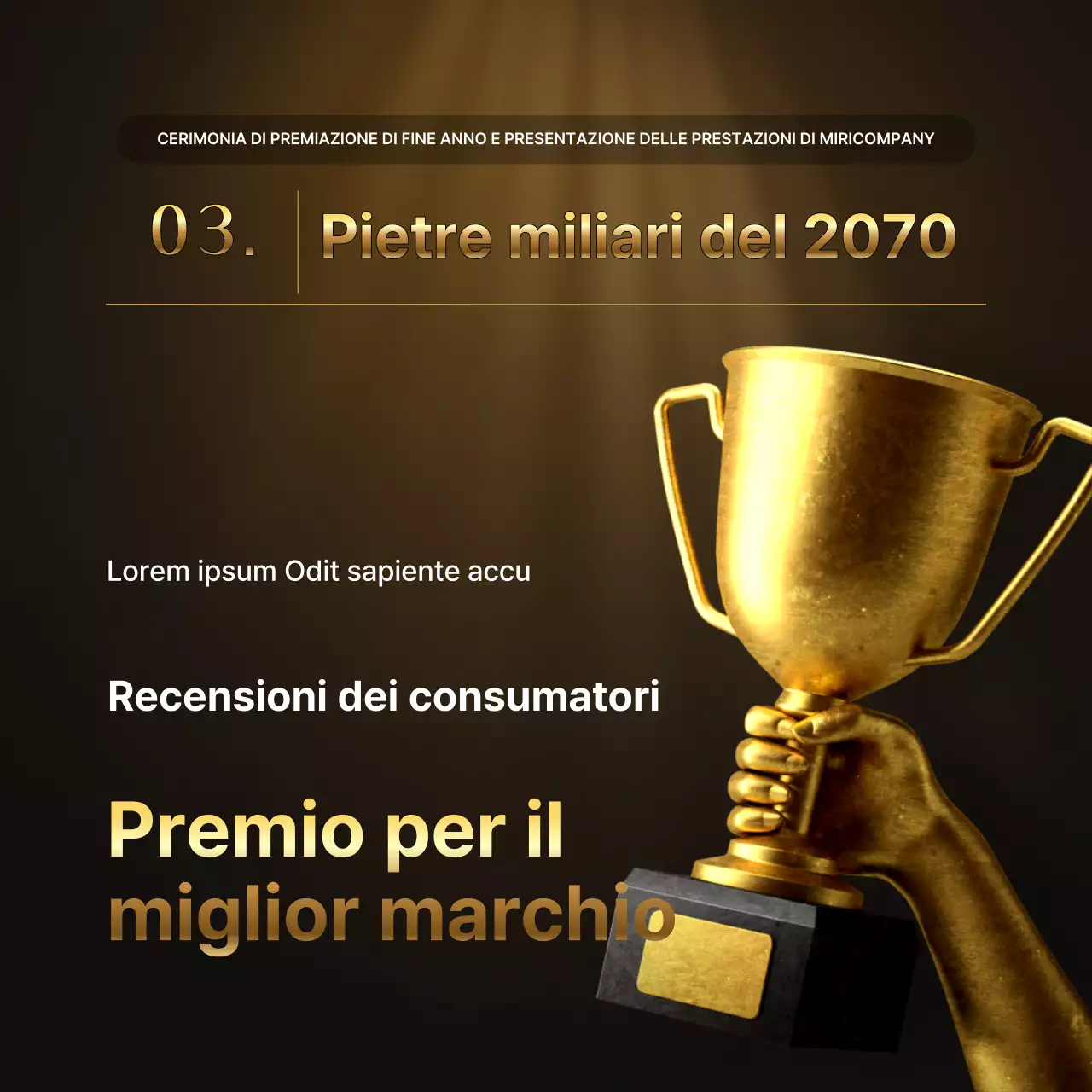Presentazioni sulle performance dell'oro e del marrone di lusso e relazioni sugli eventi di fine anno