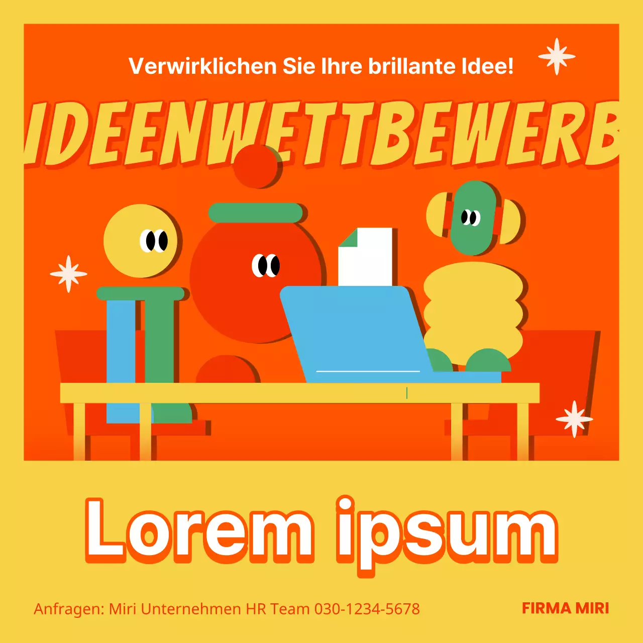 Kitschig-gelbe und rote Firmenanwerbung