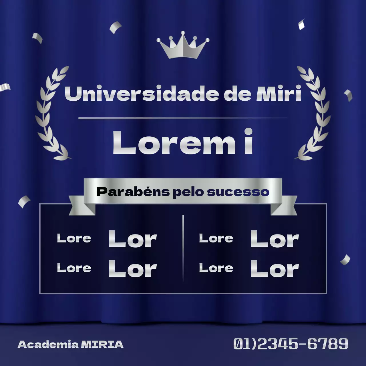 Anúncio da lista de pré-seleccionados do luxo azul e prateado