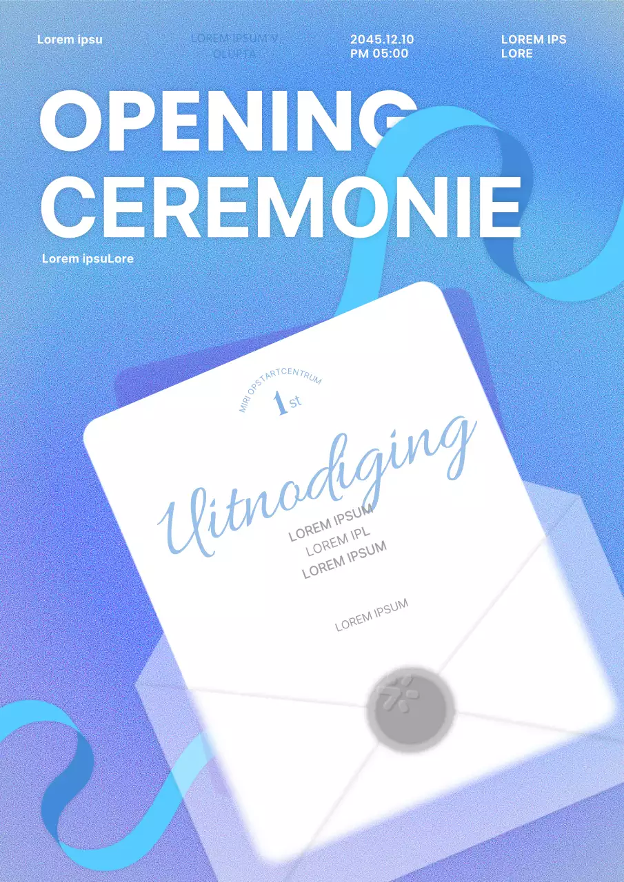 Uitnodiging voor de opening van een modern ondernemerscentrum in lichtblauw