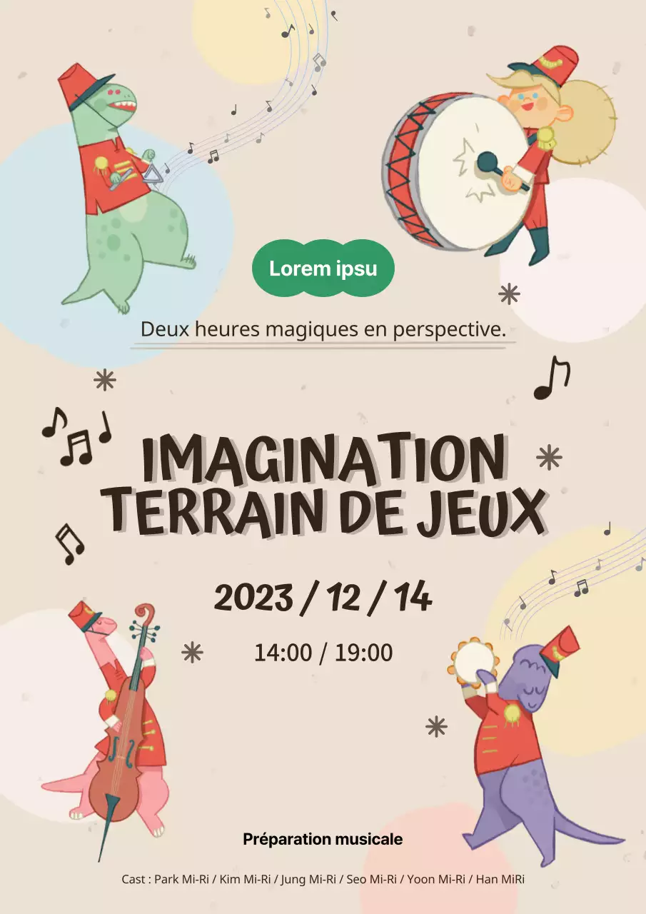 Promouvoir une comédie musicale kitsch sur fond beige