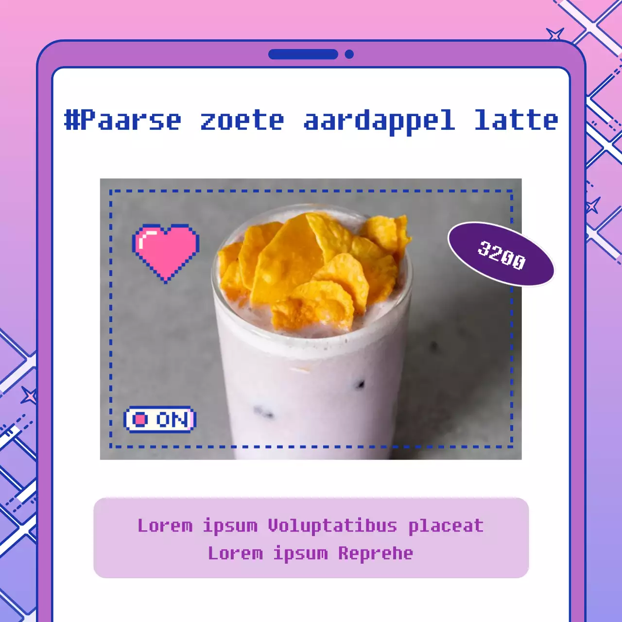 Vintage virale marketing advertentie met een mauve achtergrond