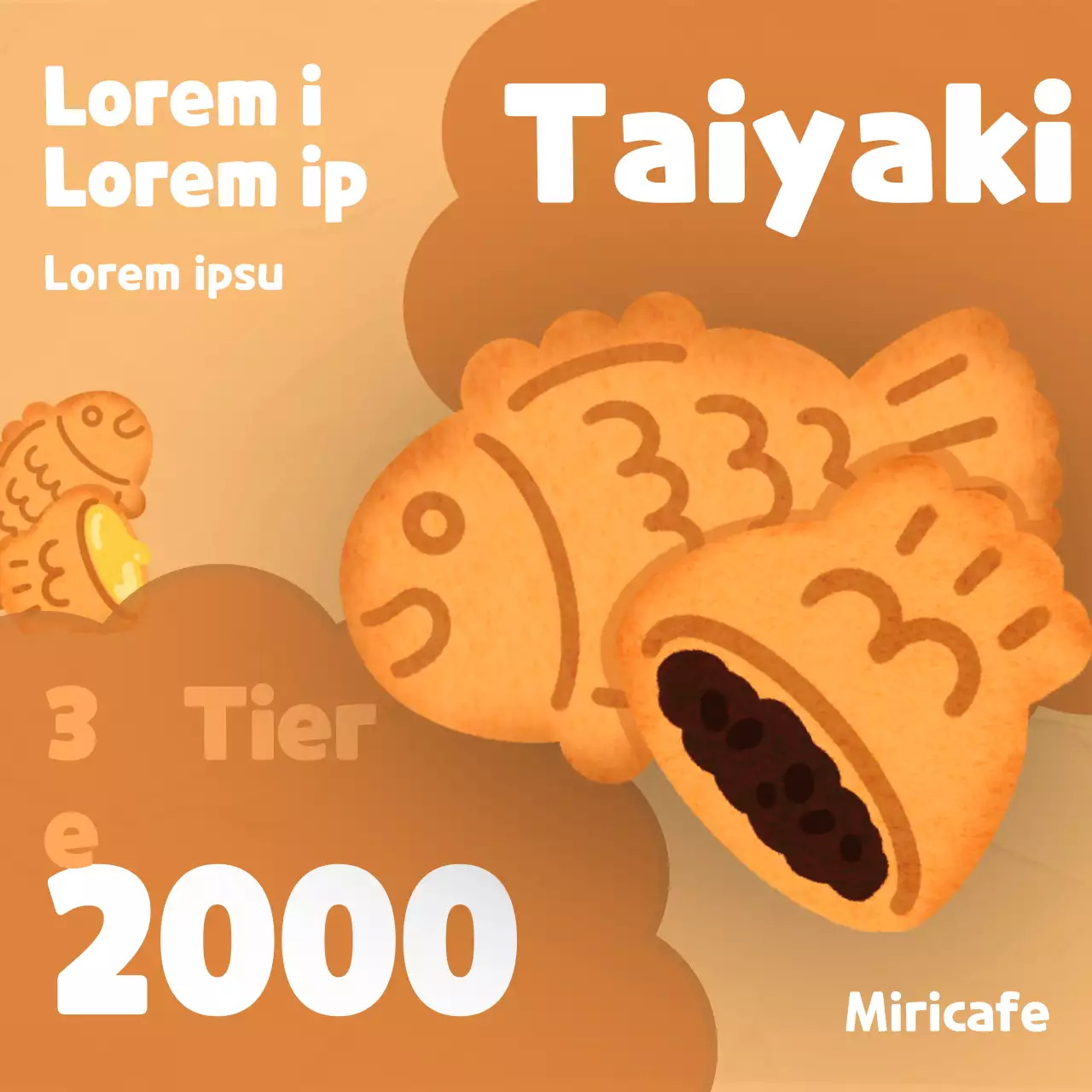 Förderung von braunen und beigen Taiyaki-Brötchen