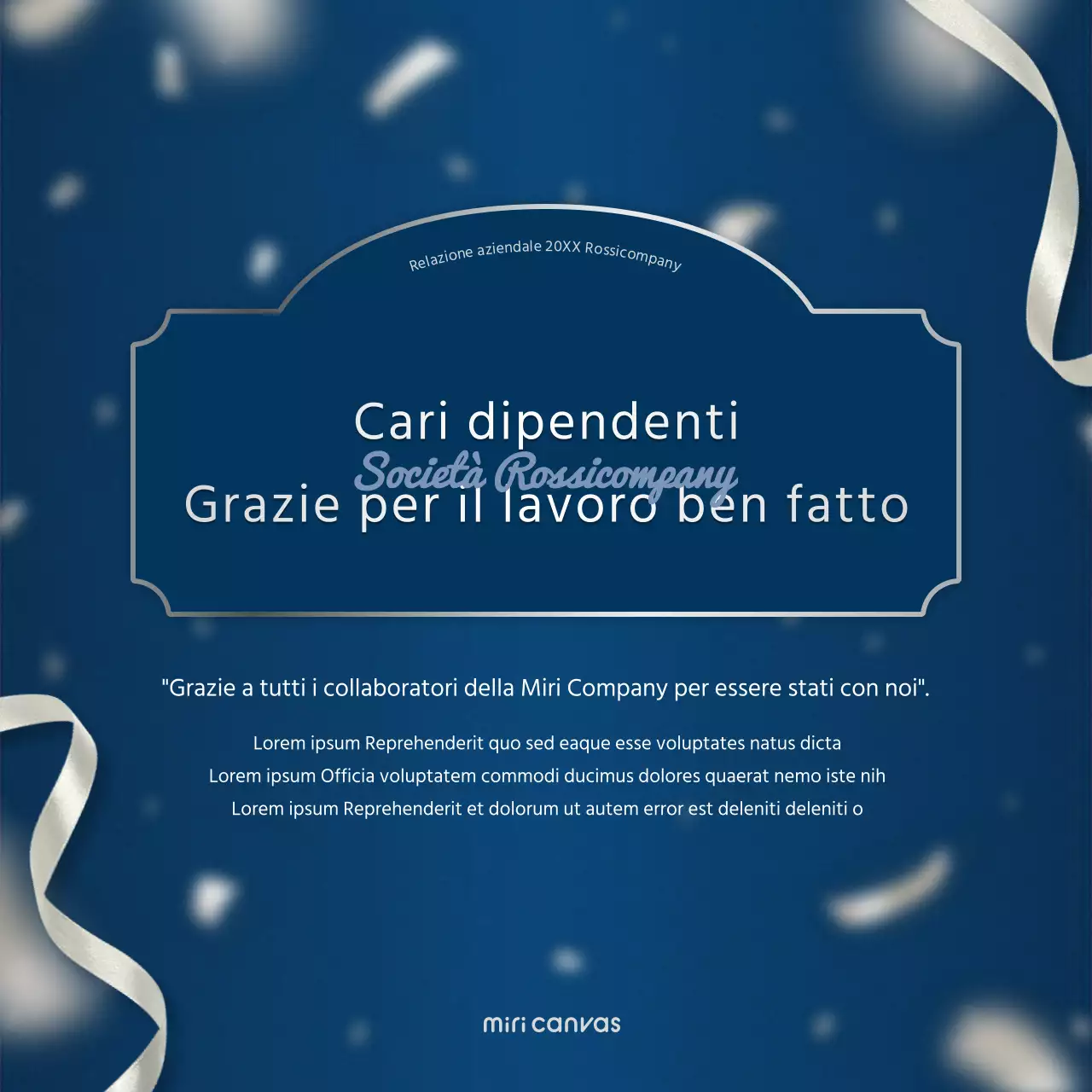 Una lussuosa cartolina di fine anno in blu marino e argento