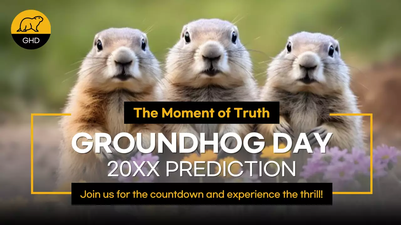 Yellow and Black Simple Groundhog Day Prediction