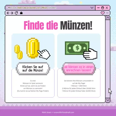 Cyberpunk-inspirierte Münzwerbung in Lavendel und Hellblau